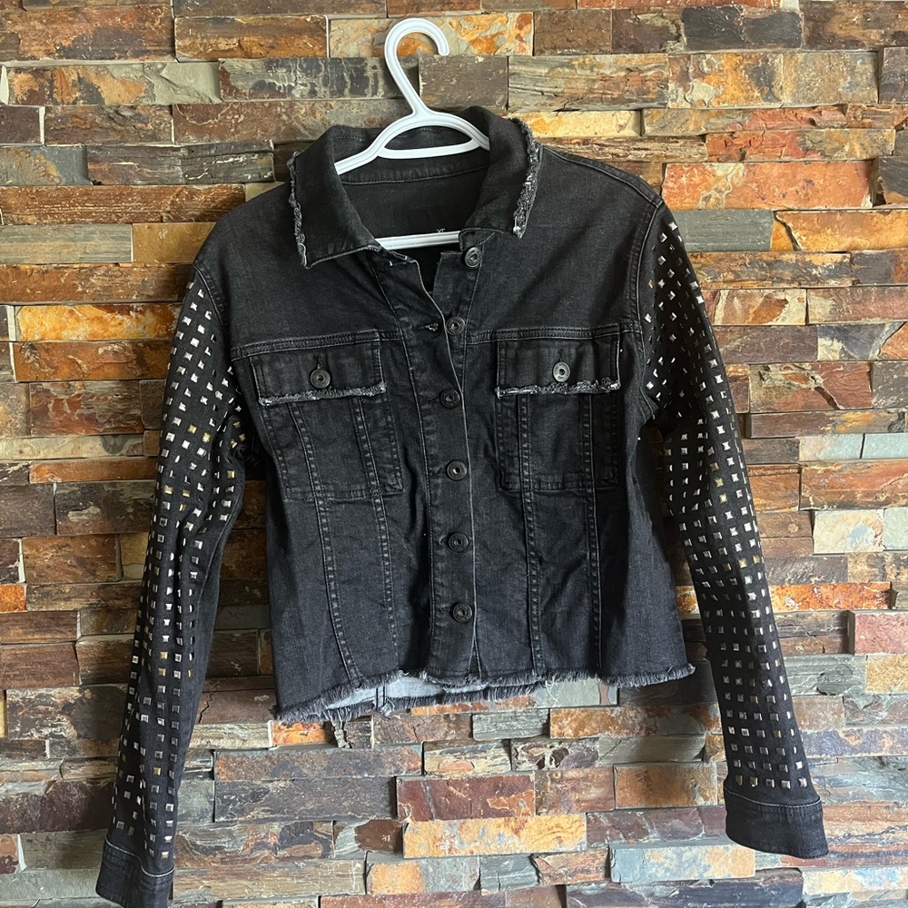 Next Black Jean Jacket with Studded Long Sleeves SizeM-L